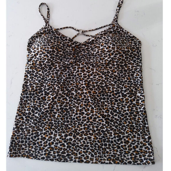 ⏳No Boundaries cheetah print Criss-Cross Cami tank padded chest Mobwife Wom XL - Picture 1 of 8